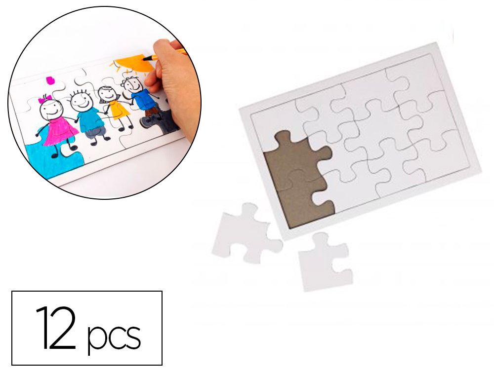 PUZZLE CARTON SODERTEX 900GM2 A CUSTOMISER AVEC TROTTOIR 12 PCS 140X210MM COLORIS BLANC   10 PCS