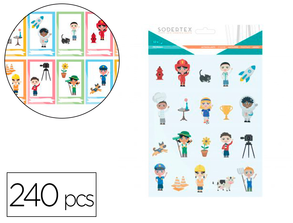 GOMMETTES PAPIER SODERTEX PLUS TARD JE SERAIS AVEC      SCENE TELECHARGEABLE          170X220MM 240 PCS 12 PLANCHES