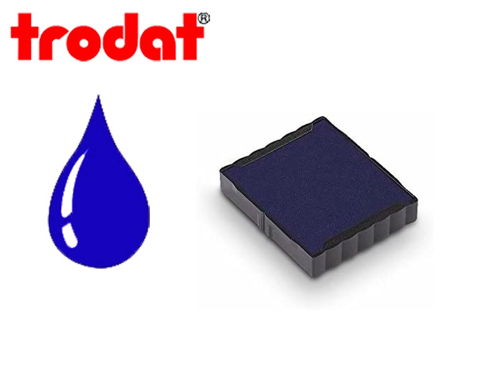 CASSETTE ENCRAGE TRODAT 6/4921B POUR TAMPON ENCREUR PRINTY 4921 TAILLE EMPREINTE 12X12MM COLORIS BLEU