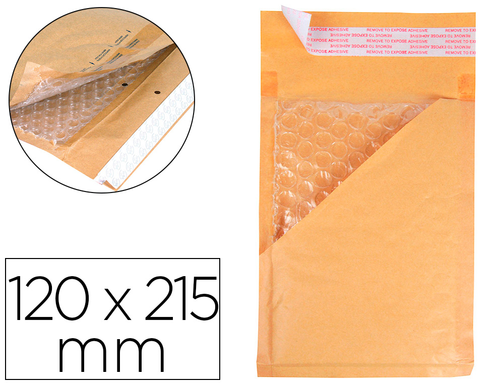 POCHETTE BULLES D'AIR Q-CONNECT 120X215MM 82G KRAFT MATELASSE RABAT DROIT         AUTO-ADHESIVE SANS FENETRE