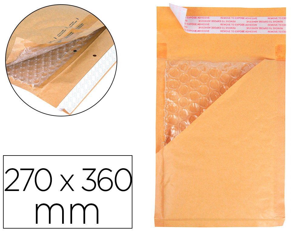 POCHETTE BULLES D'AIR Q-CONNECT 270X360MM 82G KRAFT MATELASSE RABAT DROIT         AUTO-ADHESIVE SANS FENETRE