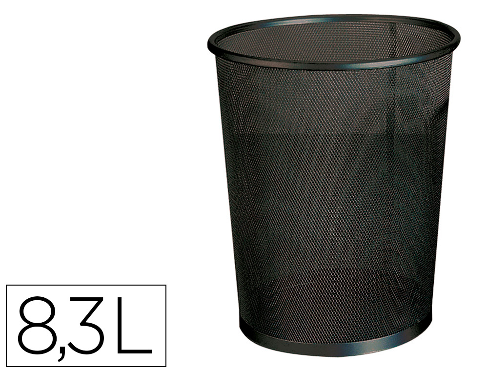 CORBEILLE  PAPIER Q-CONNECT MAILLE MTALLIQUE FORME CIRCULAIRE 8.3L 235X260X190MM COLORIS NOIR